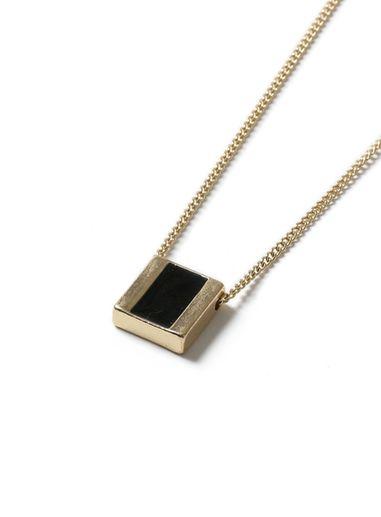 Topman Mens Gold Look Square Enamel Pendant Necklace*