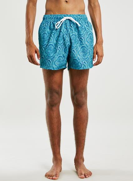 Topman Mens Green Mint Paisley Swim Shorts