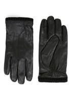 Topman Mens Black Leather Touch Screen Gloves