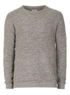 Topman Mens Selected Homme Grey Waffle Textured Sweater