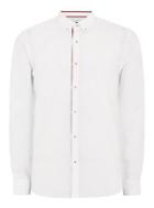 Topman Mens White And Red Taping Long Sleeve Shirt