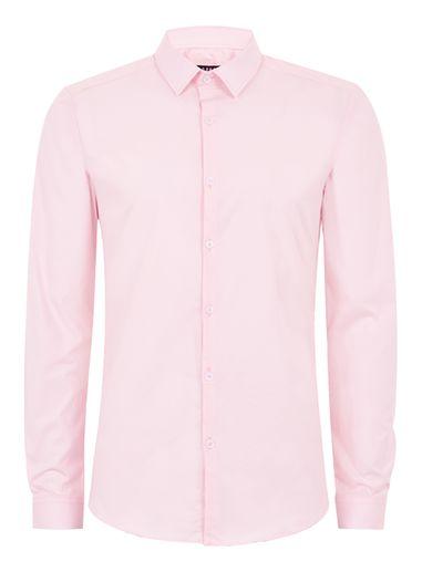 Topman Mens Pink Muscle Fit Long Sleeve Shirt