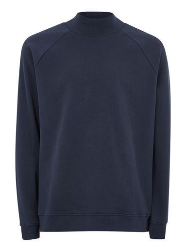 Topman Mens Ltd Navy Raglan Funnel Neck Sweatshirt