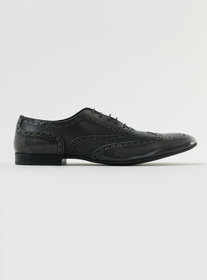 Topman Mens Grey Leather Brogues