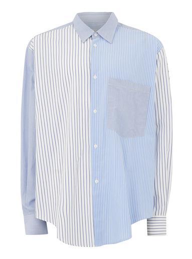 Topman Mens Multi Tmd Blue Stripe Long Sleeve Shirt