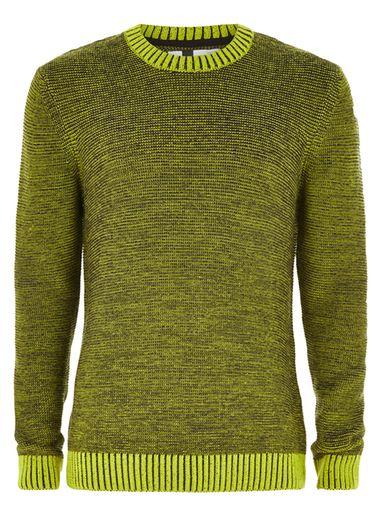 Topman Mens Yellow Textured Sweater