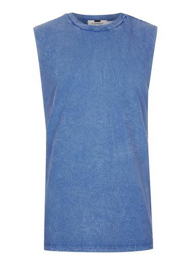 Topman Mens Blue Crinkle Wash Tank