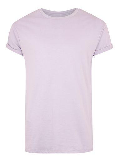 Topman Mens Purple Muscle Fit Rolled Sleeve T-shirt