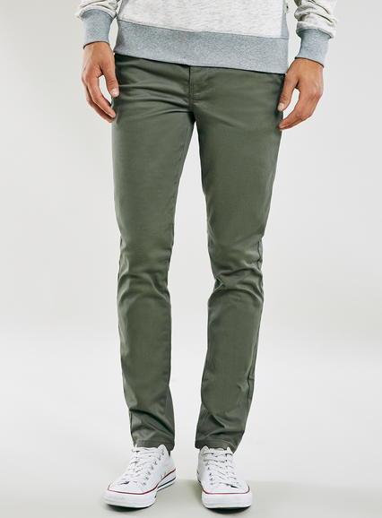 Topman Mens Green Stretch Skinny Chino