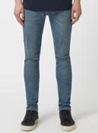 Topman Mens Blue Ripped Vintage Wash Stretch Skinny Fit Jeans