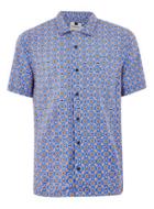 Topman Mens Blue And Orange Geometric Shirt