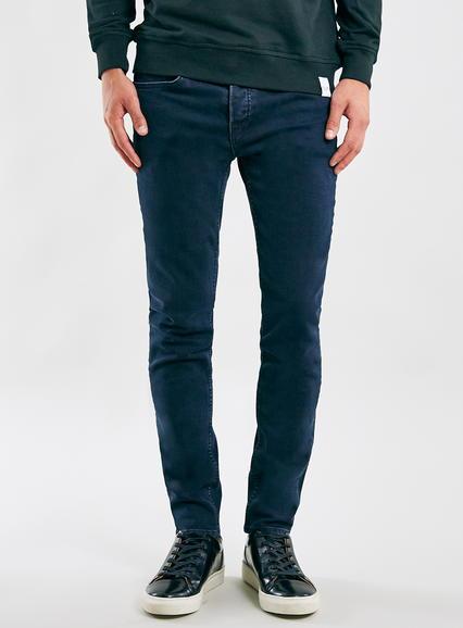 Topman Mens Blue Indigo Bruise Rinse Stretch Skinny Jeans