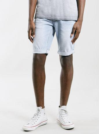 Topman Mens Blue Light Wash Skinny Denim Shorts
