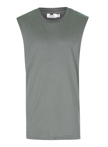 Topman Mens Green Kakhi Tank Top