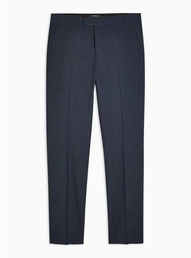 Topman Mens Blue Houndstooth Skinny Fit Suit Pants
