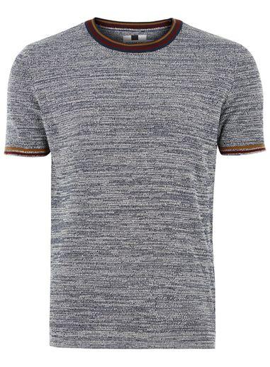 Topman Mens Blue And White Twist Knitted Sweater