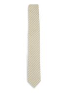 Topman Mens Brown Stone And White Stripe Cotton Tie