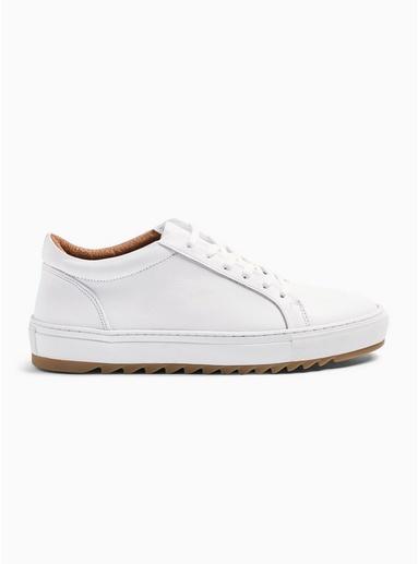 Topman Mens White 'astro Gum' Leather Sneakers