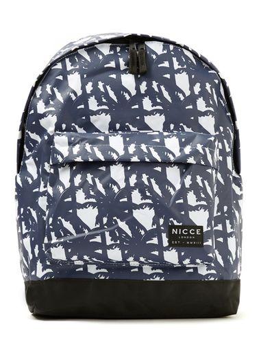 Topman Mens Nicce Blue And White Palm Tree Print Backpack