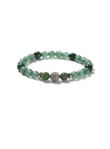 Topman Mens Green Semi Precious Beaded Bracelet