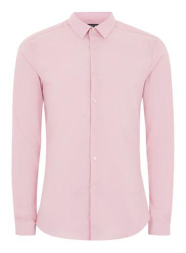 Topman Mens Pink Textured Muscle Fit Shirt