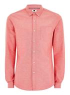 Topman Mens Red And White Muscle Oxford Shirt