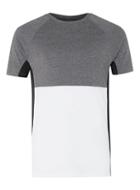 Topman Mens Grey, White And Black Mesh Panel T-shirt