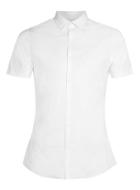 Topman Mens White Stretch Skinny Short Sleeve Dress Shirt