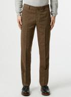 Topman Mens Brown Wool Blend Slim Fit Suit Pants