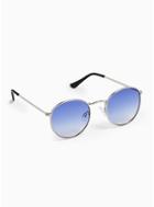 Topman Mens Silver And Blue Round Sunglasses