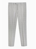 Topman Mens Grey Tailored Fit Check Suit Trousers