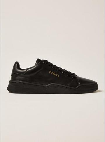 Topman Mens Black Leather Cortica Alliance Sneakers