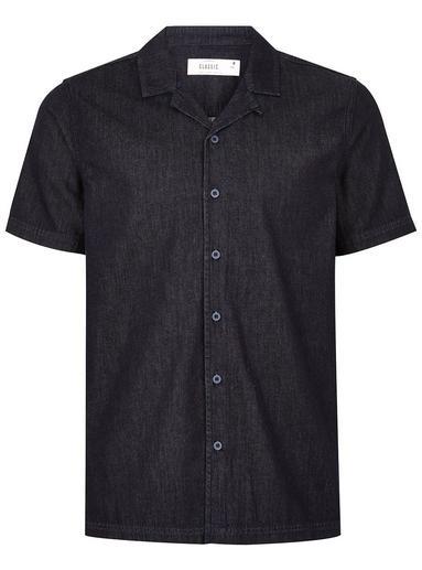 Topman Mens Blue Indigo Denim Rinse Revere Short Sleeve Shirt