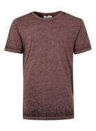 Topman Mens Dark Pink And Black Burnout Wash Longline T-shirt