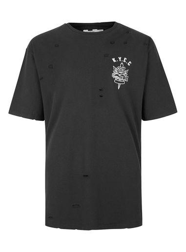 Topman Mens Washed Black Studio Print Oversized T-shirt