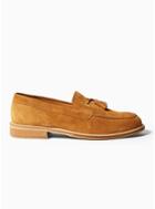 Selected Homme Mens Brown Selected Homme Tan Suede Baxter Tassel Loafers