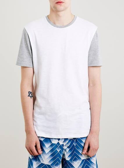 Topman Mens White Insert Sleeve T-shirt