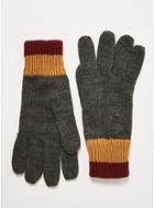 Topman Mens Grey Knitted Striped Gloves