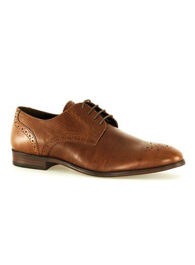 Topman Mens Brown Leather Punched Toe Smart Shoes