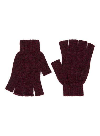 Topman Mens Red Burgundy Twist Fingerless Gloves