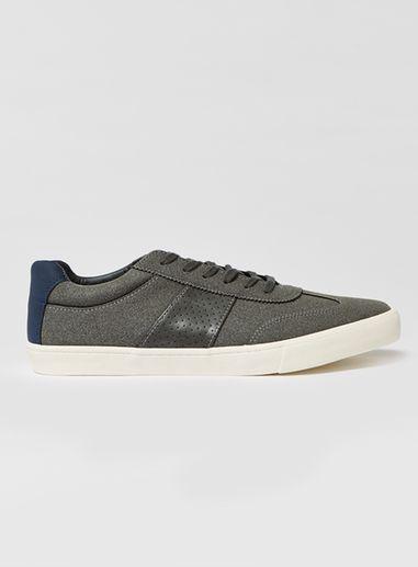 Topman Mens Grey Faux Suede Retro Sneakers