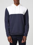 Topman Mens Blue White And Navy Colour Block Hoodie