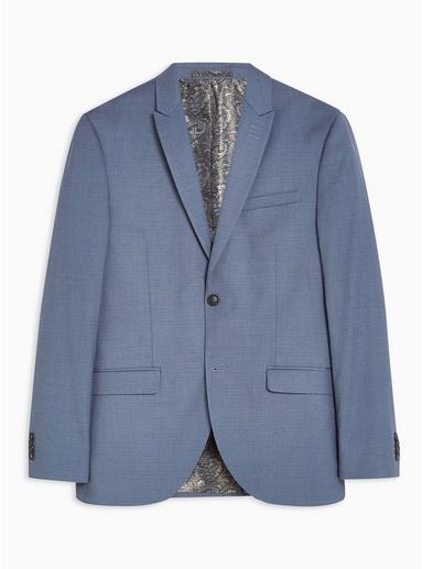 Topman Mens Blue Single Breasted Slim Fit Blazer With Peak Lapels