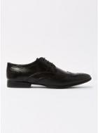 Topman Mens Black Leather Fly Brogue Shoes