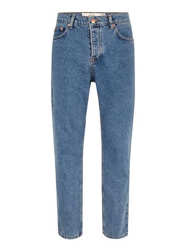 Topman Mens Blue Mid Wash Rigid Tapered Jeans