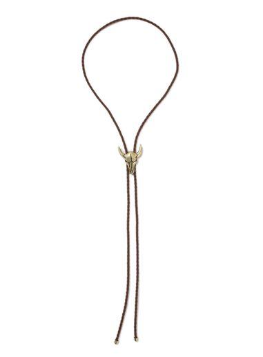 Topman Mens Black Brown Ram Head Bolo Necklace*