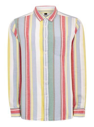 Topman Mens Multi Stripe Long Sleeve Shirt