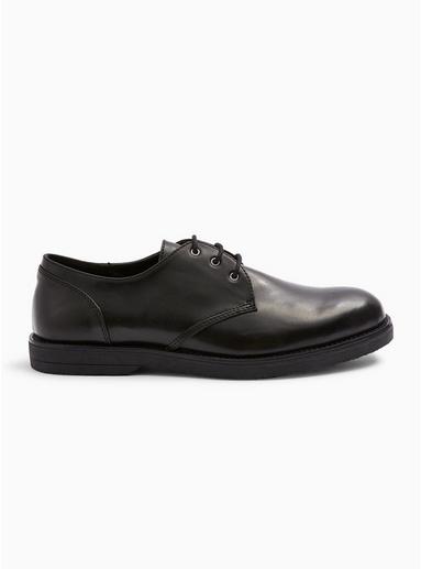 Topman Mens Black Pu Angus Derby Shoes