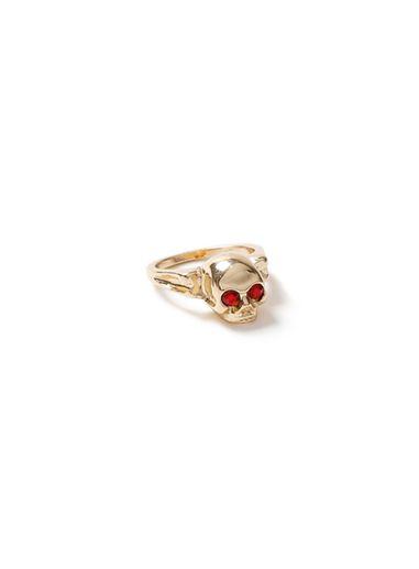 Topman Mens Gold And Red Skull Ring*