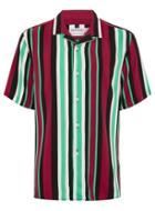 Topman Mens Green Mini Stripe Revere Shirt